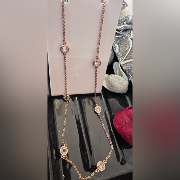 Jewelry - .925 Rose Gold plated Necklace with Crystal Accents